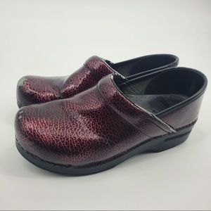 Dansko Clogs Red Snakeskin Slip On